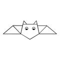 Origami bat. Simple shape of origami paper bat. Asian art. Illustration vector.
