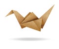 Origami Bird from Brown paper cardboard on white