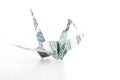 The Origami bird made from the dollar bank note