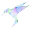 Origami bird Watercolor painted collection isolated on white