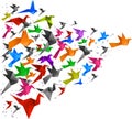 Origami birds flying 2