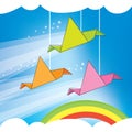 origami birds flying. Vector illustration decorative design Royalty Free Stock Photo