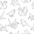 Origami birds shapes vector seamless pattern