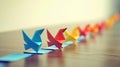 Origami Birds Take Flight in a Colorful Display of Simplicity and Creation Royalty Free Stock Photo