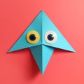 Colorful Minimalism: Origami Cyclops With Blue Eyes Royalty Free Stock Photo