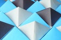 Origami blue and gray pyramids