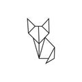 Origami cat. Geometric line shape for art of folded paper. Logo template. Vector.