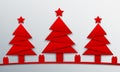 Origami Christmas tree with red star and gifts Royalty Free Stock Photo