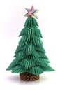 Origami Christmas tree with star. Royalty Free Stock Photo