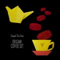 Origami of coffee set