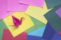 Origami on a colorful paper.