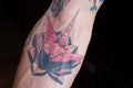 Origami Crane on Black Lotus Tattoo