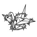 Origami Crane Entangled in Barbed Wire Illustration Royalty Free Stock Photo