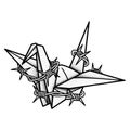 Origami Crane Entangled in Barbed Wire Royalty Free Stock Photo