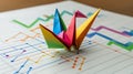 Origami Crane on a Financial Graph Symbol of Hope and Growth in Business