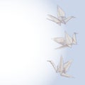 Origami crane sketch - symbol of faith, hope and love. Banner for your text. vector