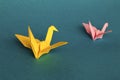 Origami cranes in tandem Royalty Free Stock Photo