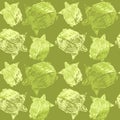 Origami creative turtles drawing illustration in wallpaper seamless pattern.
