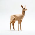 Simple Origami Deer On White Background