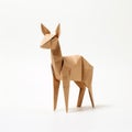 Minimalist Origami Deer On White Background