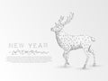 Origami Deer. Polygonal low poly Holiday reindeer wireframe concept. Vector on white background