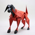 Origami Dog: A Cryptid Academia Inspired Red And Black Origami Royalty Free Stock Photo