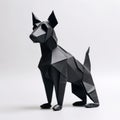 Origami Dog: Detailed Dobermann Pinscher Design In Black Paper