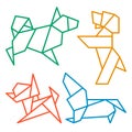 Origami Dogs Icon Set 1