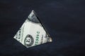 Origami dollar pyramid