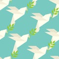 Origami dove on pattern