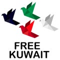 Origami dove is a symbol of freedom, colors of the flag of Kuwait, the day of nationality and liberation Kuwait Royalty Free Stock Photo