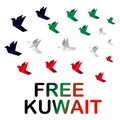 Origami dove is a symbol of freedom, colors of the flag of Kuwait, the day of nationality and liberation Kuwait Royalty Free Stock Photo