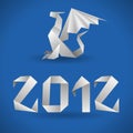 Origami Dragon with 2012 Year Royalty Free Stock Photo