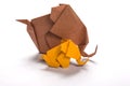 Origami elephant family in white background 2