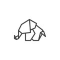 Origami elephant line icon