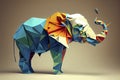 origami elephant vray rendering alberto seveso art multi colored Royalty Free Stock Photo