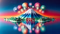 Origami Fireworks over Mount Fuji with 2024 Reflection