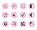 Origami flat line icons set. Paper cranes, bird, boat, plane vector illustrations. Thin signs for japanese creative Royalty Free Stock Photo