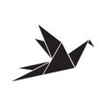 Origami Flying Bird Sign Symbol Icon. Geometric line shape for art of folded paper. Vector illustration Royalty Free Stock Photo