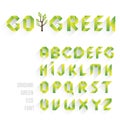 Origami Green Eco Font. Alphabet Letters Royalty Free Stock Photo