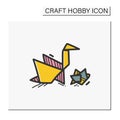 Origami hand draw color icon