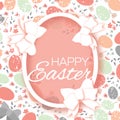 Origami Happy Easter eggs. Bow, flowers. Paper cut space for text. Royalty Free Stock Photo