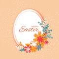 Origami Happy Easter eggs. Pink Bow, flowers. leaves. Paper cut space for text. Royalty Free Stock Photo