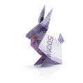 Origami hare from banknotes