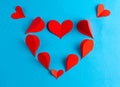 Origami hearts blank for greeting card. Stock photo top view Royalty Free Stock Photo