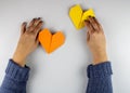 Origami hearts made of paper Royalty Free Stock Photo