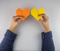Origami hearts made of paper Royalty Free Stock Photo
