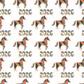 Origami horses and stars pattern 2026 new year background Royalty Free Stock Photo