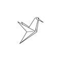 Origami hummingbird Icon in a Trendy minimalistic Linear Style. Folded Paper Bird Figures. Vector Illustration