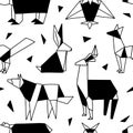 Origami icons seamless pattern